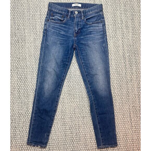 Moussy Vintage Saab Jeans Womens Selvedge Raw Hem Skinny Ankle Sz 24 Japan - Picture 1 of 8